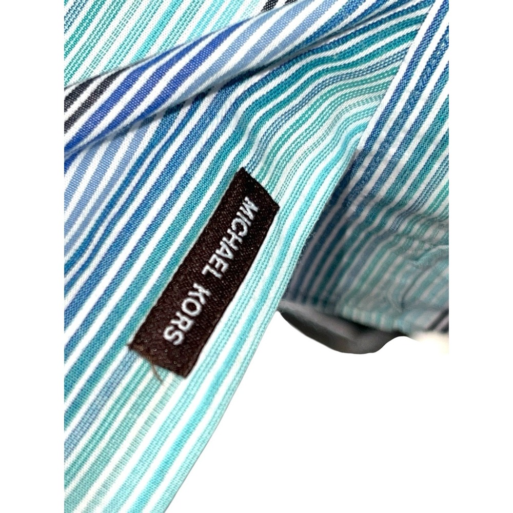 Men's‎ Michael Kors Michael Long Sleeve Button Up Shirt Blue/Green Stripe XXL - Picture 4 of 7